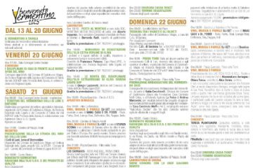 L'evento celebra il Vermentino di Liguria, Toscana, Sardegna e Corsica, e include anche la XXXVII Rassegna dell'Olio di Oliva e dei Prodotti di Qualità. Il dépliant elenca i numerosi punti di ristoro con piatti tipici e le diverse aziende agricole e cantine presenti.