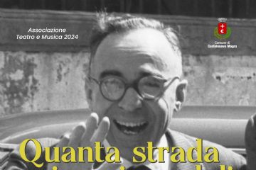 Dominante nella parte superiore, c'è il ritratto in bianco e nero di un uomo anziano sorridente, è Giorgio la Pira, che indossa occhiali e una giacca. Sta salutando con la mano destra alzata. Sembra una foto d'epoca, in linea con il tema storico dell'evento.
o	Titolo: "Quanta strada nei suoi sandali" (in grande, giallo).
o	Sottotitolo: "STORIA DI GIORGIO LA PIRA"
o	Autore/Regia: "di Roberto Lamma"
Informazioni sull'Evento
•	Organizzazione: Associazione Teatro e Musica 2024/ Patrocinio: Stemma del Comune di Castelnuovo Magra in alto a destra.
•	Cast/Partecipanti:
o	Narratore: Roberto Lamma
o	Video, Foto, Interviste: Andrea Grando, Simone Grando
o	Commento Musicale: Emma Cortis (Voce)/ Glauco Bionducci (Tastiera)/Silvio Rossi (Voce e Chitarra)/Andrea Imparato (Sax e Flauto)
o	Partecipazione Speciale: Daniele Ceccarini
•	Quando: venerdì 24 ottobre - ore 21 (in giallo).
•	Dove: SALA CONVEGNI "VANDA BIANCHI" CENTRO SOCIALE CASTELNUOVO MAGRA
•	Informazioni: Biglietto: EURO 13 - Prenotazioni: al 328.8480095 (anche whatsapp)
